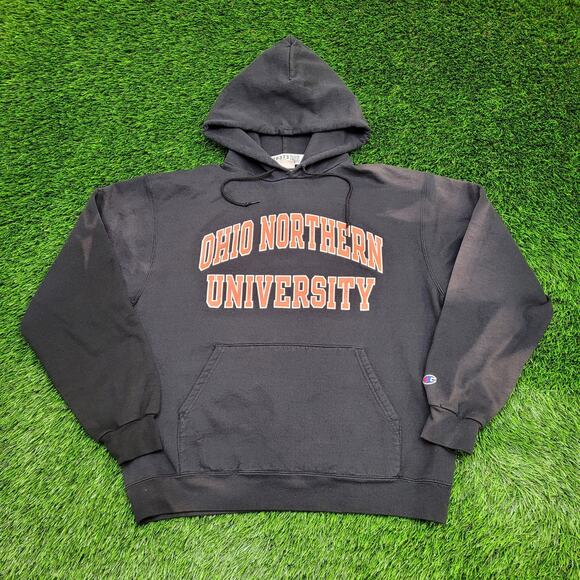 Vintage Y2K Ohio Northern University Champion Hoodie Large 23x25 Sun-Faded - Picture 1 of 12
